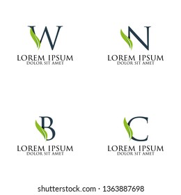 leaf initial letter logo template. leaf alphabet logo template