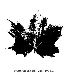 Carimbo de tinta folha. Impressão herbária isolada em branco. Impressão de folha de ácer preto. Modelo de vetor para seus designs criativos