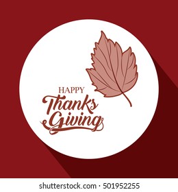 Leaf inside circle of Thanks given design