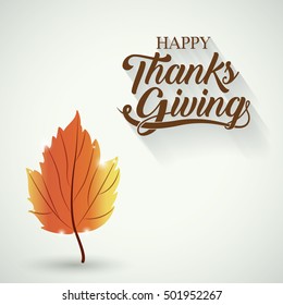 Leaf inside circle of Thanks given design