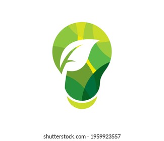 leaf inside colorful creativity bulb