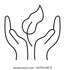 Leaf inside hands, concept of eco care

