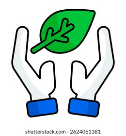 Leaf inside hands, concept of eco care
