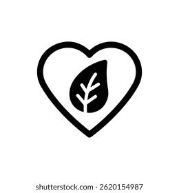 Folha Dentro do Coração Representando a Ética da Sustentabilidade e Cuidados com a Natureza