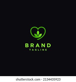 Diseño de logotipo de símbolo del corazón en hoja interior
