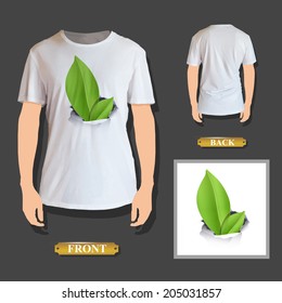 Leaf inside hole paper printed on shirt