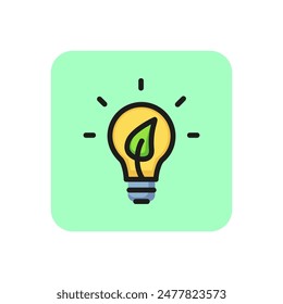 Leaf inside light bulb line icon. Lightbulb, plant, electricity. Renewable energy concept. Can be used for topics like recycle, environment, sustainable development policy