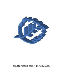 Leaf isometric left top view 3D icon