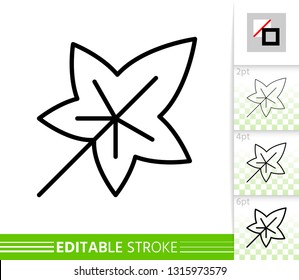 Leaf ivy thin line icon. Nature banner, flat style. Botanical poster. Linear pictogram. Foliage simple illustration, outline symbol. Vector sign isolated on white. Editable stroke icons without fill