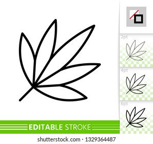 Leaf japanese maple thin line icon. Nature banner, flat style. Botanical poster. Linear pictogram. Simple illustration, outline symbol. Vector sign isolated on white Editable stroke icons without fill