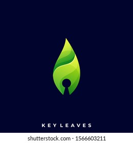 Leaf Key Illustration Vector Design Template. Suitable for Creative Industry, Multimedia, entertainment, Educations, Shop, and any related business