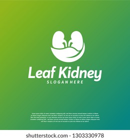 Leaf Kidney logo designs concept vector, Nature Kidney logo template