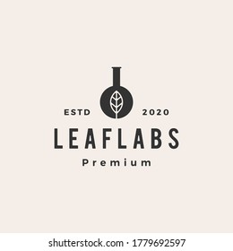 Leaf Lab Labs Hipster Vintage Logo Vector Icon Illustration