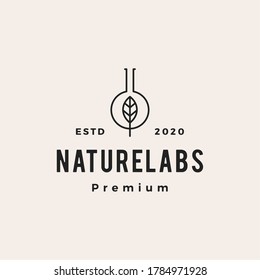 leaf lab labs hipster vintage logo vector icon illustration