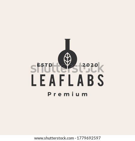 leaf lab labs hipster vintage logo vector icon illustration