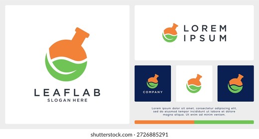 Modelo abstrato do design do logotipo do laboratório de folhas.