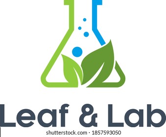 diseño del logotipo de la ciencia de hojas y laboratorios