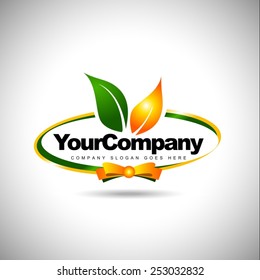 Leaf Label Logo. Food Company Logo Icon. Creative Vector For A Food Company With Leafs.