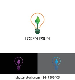 Leaf with lamp logo icon design vector