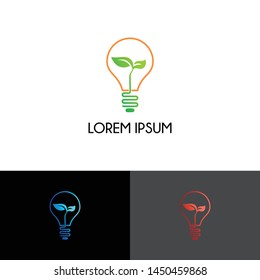 Leaf with lamp logo icon design vector