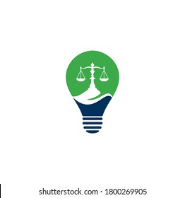 Leaf and law bulb shape concept logo design template. Law firm with Leaf logo vector