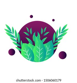 Leaf leaves color gradient rock element pot illustration decoration vector nature  garden art