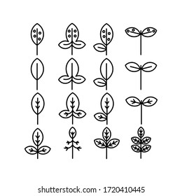 Hoja y hojas colección de iconos vol 1 línea delgada para elemento de diseño