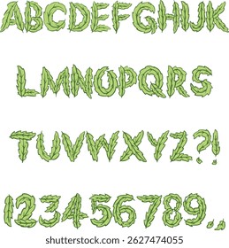 Leaf leaves plant typography font lettering ABC cartoon vector text