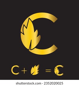 Leaf Letter C Logo Design With Gold Gradient and Black Color