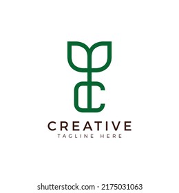 Leaf Letter C Minimalist Logo Vector. Initial C Nature Monogram Logo Identity for Branding