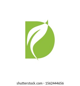 Leaf Letter D Modern Alphabet Green Logo Vector. Leaf Letter Green Logo.