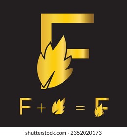 Leaf Letter F Logo Design With Gold Gradient and Black Color