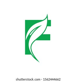Leaf Letter F Modern Alphabet Green Logo Vector. Leaf Letter Green Logo.