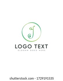 Leaf with  letter J logo template, Vector logo for business and company identity 