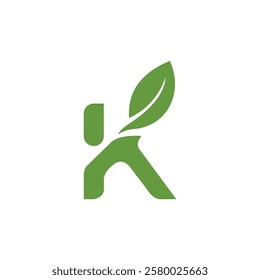 leaf with letter k vector logo