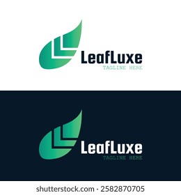 Leaf with letter L combination modern leafluxe logo minimalist design