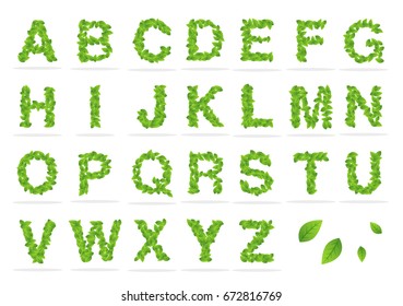 Leaf letter logo, alphabet logo, leaf icon set