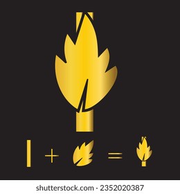 Leaf Letter I Logo Design With Gold Gradient and Black Color