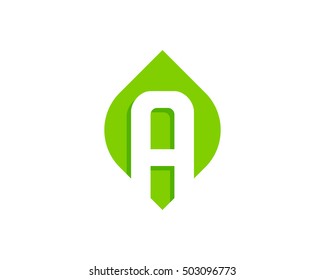 Leaf Letter A Logo Design Template