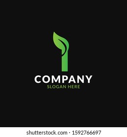 i Leaf Letter Logo Icon Design in Green Colors. Eco Bio Letter Design Vector Illustration.