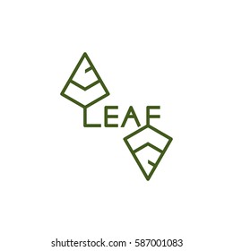 leaf with letter  logo icon line style vector
