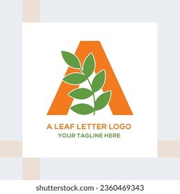 Ein leaf-Letter-Logo mit orangefarbener und grüner Farbe