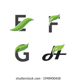 Leaf with letter logo vector icon illustration