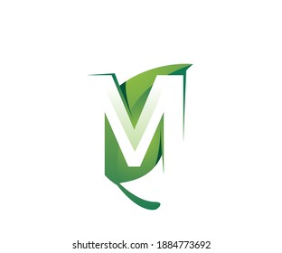 leaf letter m icon logo design template