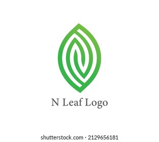 Leaf Letter N logo icon symbol. Vector logo template