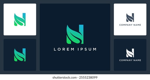 Leaf letter N logo and icon