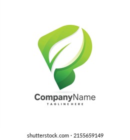 Leaf Letter P logo design