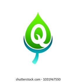 Leaf Letter Q Initial Logo Design