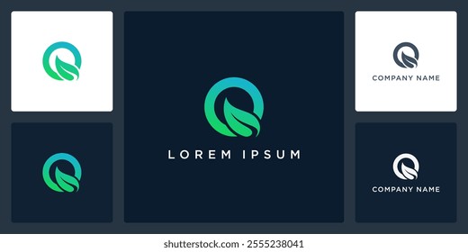 Leaf letter Q logo and icon