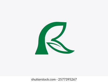 leaf letter r icon logo design.Letter R with eco leaf concept design.Initial letter R with leaf logo vector concept